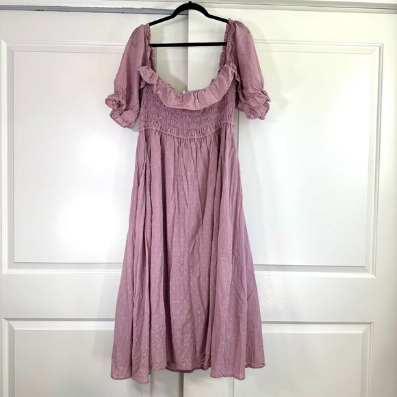 Square Neck Smocked Puff Sleeve 100% Cotton Dress XXL - Picture 11 of 13